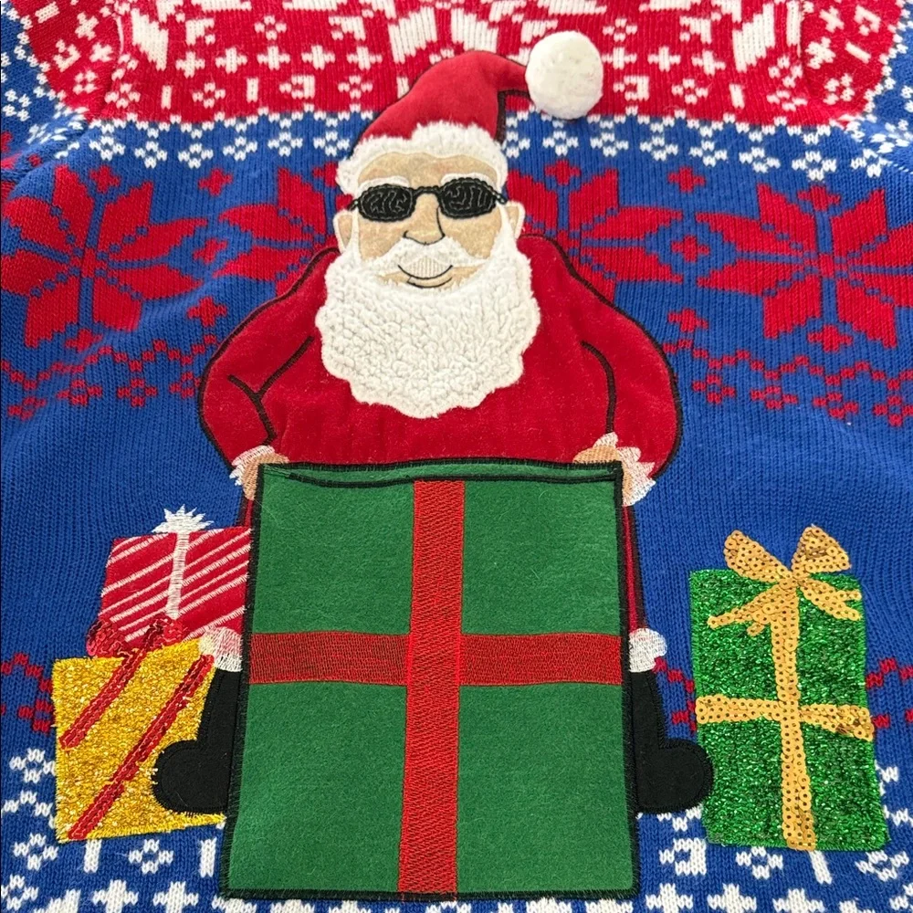 Festive Santa Crewneck Jolly sweaters  in Red, Blue, and Green Medium